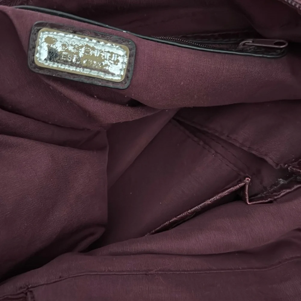 Burgundy Faux Leather Hobo Bag